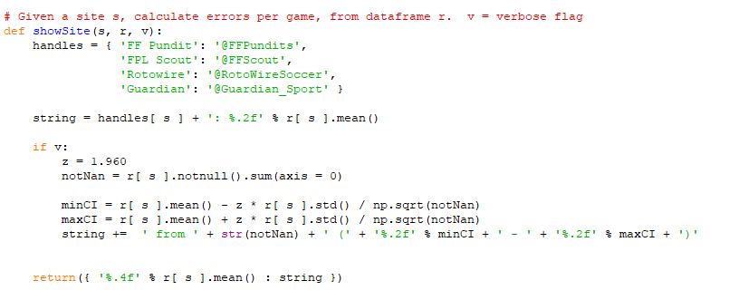 Twitter post showing weekly results