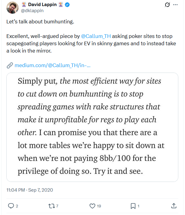 Tweet by @daboraokearney linking to Callum's article about bumhunting